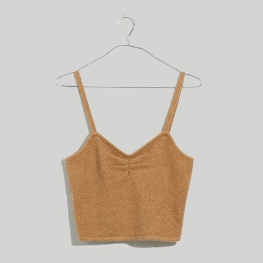 Madewell Mapleton Crop Sweater Tank Top Heathered Carmel Large